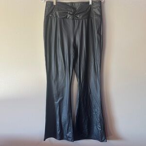 Black Faux Leather Flare Pants
